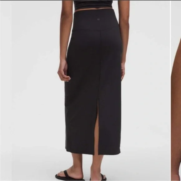 Lululemon sz S Nulu Slim Fit Maxi Skirt High Rise Black - Picture 2 of 6